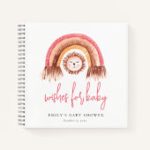 Boho Rainbow Lion Roze Baby shower Gastenboek Notitieboek (Voorkant)
