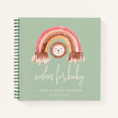 Boho Rainbow Lion Sage Baby shower Gastenboek Notitieboek (Voorkant)