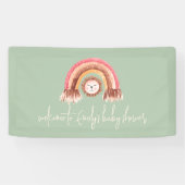 Boho Rainbow Lion Sage Welkom in Baby shower Spandoek (Horizontaal)