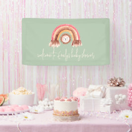 Boho Rainbow Lion Sage Welkom in Baby shower Spandoek