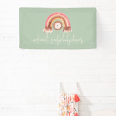 Boho Rainbow Lion Sage Welkom in Baby shower Spandoek (Insitu)