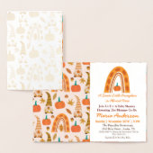 Boho Rainbow Little Pumpkin Herfst Baby shower Folie Kaarten (Display)