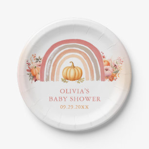 Boho Rainbow Little Pumpkin Herfst Baby shower Papieren Bordje