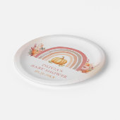 Boho Rainbow Little Pumpkin Herfst Baby shower Papieren Bordje (Gekanteld)