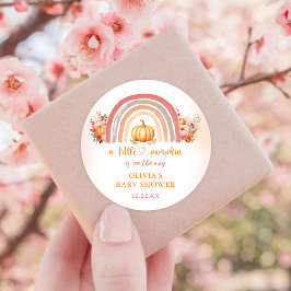 Boho Rainbow Little Pumpkin Herfst Baby shower Ronde Sticker