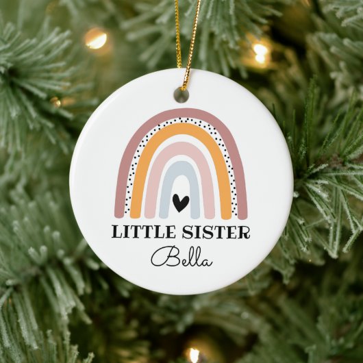 Boho Rainbow Little Sister Ceramic Ornament (Boom)
