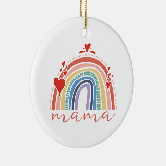 Boho Rainbow Love Hearts Mama Keramisch Ornament (Rechts)