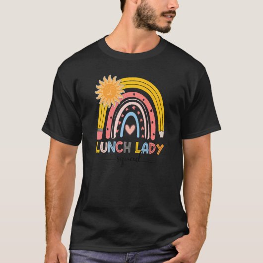 Boho Rainbow Lunch Lady Squad eerste dag van de sc T-shirt (Voorkant)