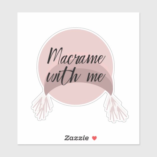 Boho Rainbow Macrame Pink Script Lettering Sticker (Vel)