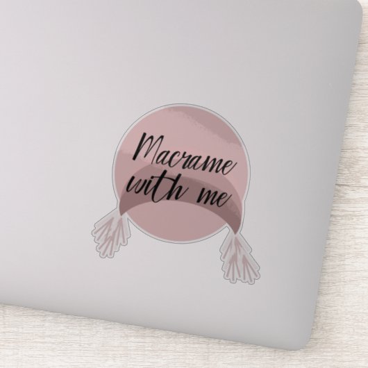 Boho Rainbow Macrame Pink Script Lettering Sticker (Detail)