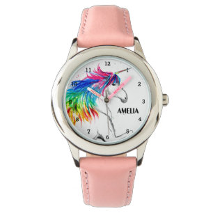 Boho Rainbow Magical Cute Girls Unicorn Kinder Wat Horloge