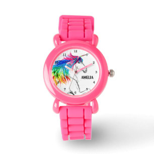 Boho Rainbow Magical Cute Girls Unicorn Kinder Wat Horloge