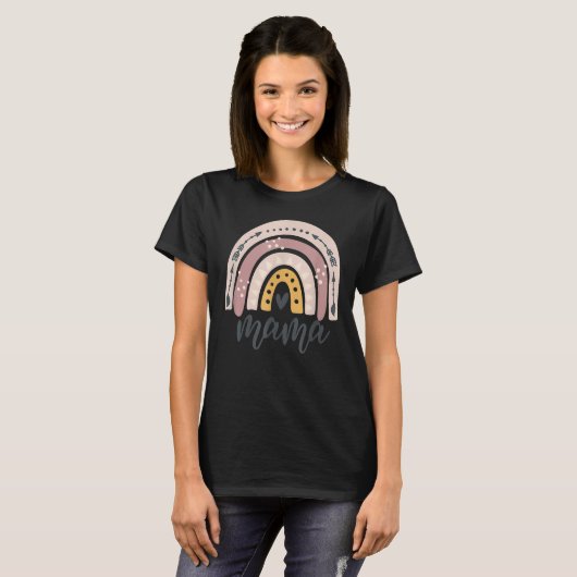 Boho Rainbow Mama mama Moederdag T-shirt (Voorkant volledig)