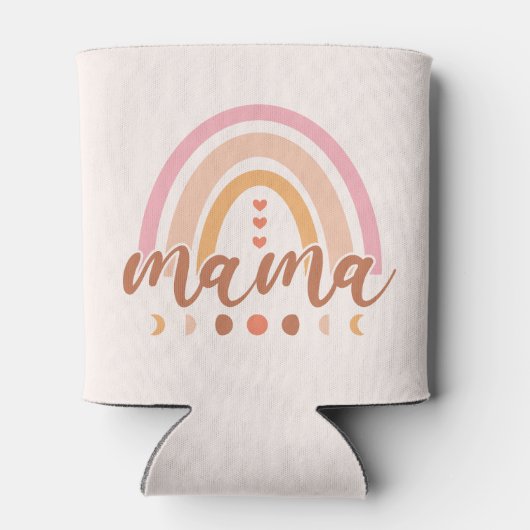 Boho Rainbow Mama met maanfasen Blikjeskoeler (Achterkant)