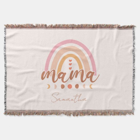 Boho Rainbow Mama met maanfasen Deken (Voorkant)