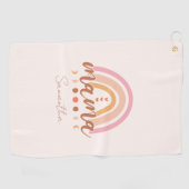 Boho Rainbow Mama met maanfasen Golfhanddoek (Horizontaal)