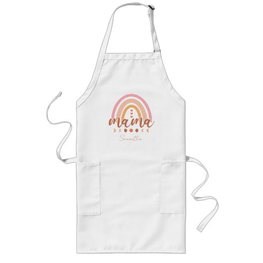 Boho Rainbow Mama met maanfasen Lang Schort (Voorkant)