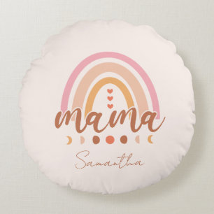 Boho Rainbow Mama met maanfasen Rond Kussen
