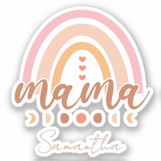 Boho Rainbow Mama met maanfasen Sticker (Voorkant)