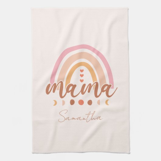 Boho Rainbow Mama met maanfasen Theedoek (Verticaal)