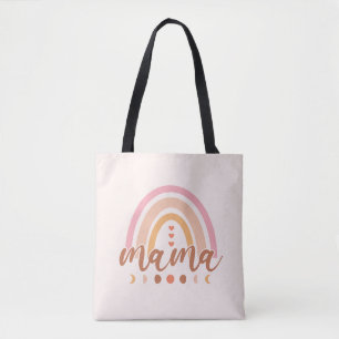Boho Rainbow Mama met maanfasen Tote Bag