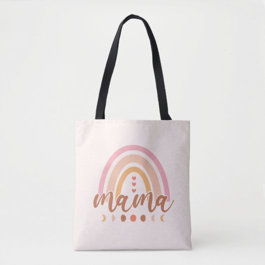 Boho Rainbow Mama met maanfasen Tote Bag (Voorkant)