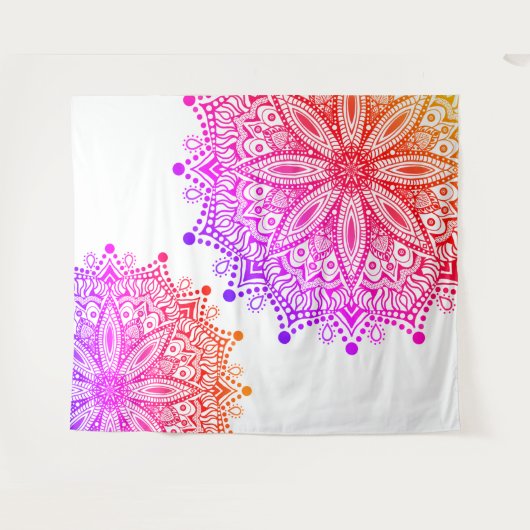 Boho Rainbow Mandala Tapestry Wandkleed (Voorkant (horizontaal))