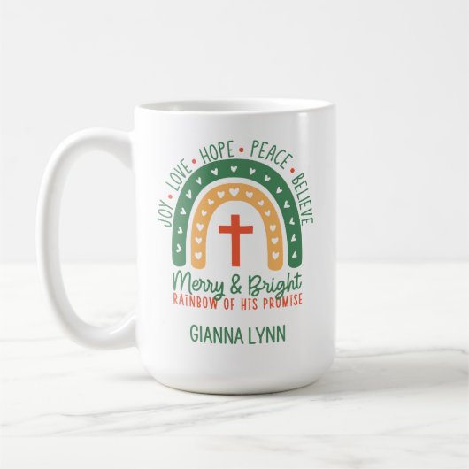 Boho Rainbow Merry and Bright Christmas Koffiemok (Links)