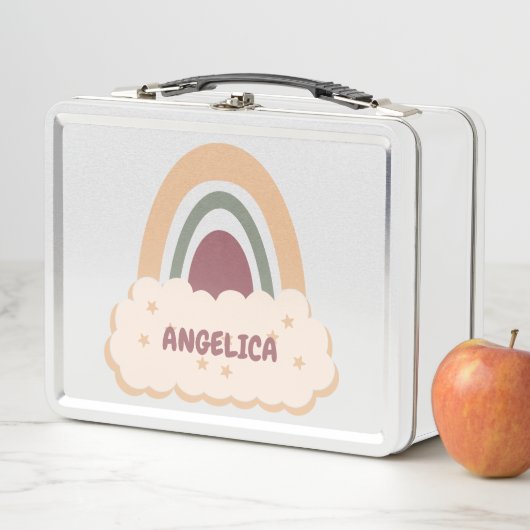 Boho Rainbow met Cloud en Stars Metal Lunch Box (In situ)