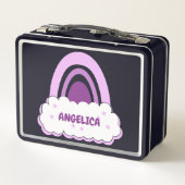 Boho Rainbow met Cloud en Stars Metal Lunch Box (Achterkant)