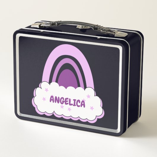 Boho Rainbow met Cloud en Stars Metal Lunch Box (Achterkant)