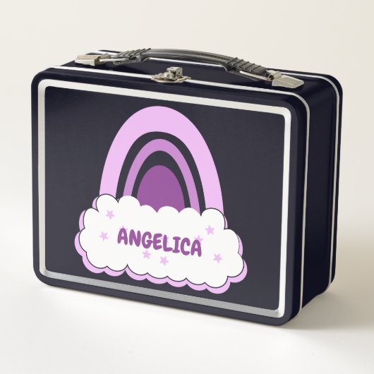 Boho Rainbow met Cloud en Stars Metal Lunch Box (Voorkant)