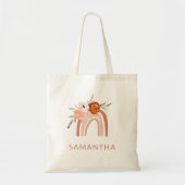 Boho Rainbow met Flowers | Neutrale kleur Tote Bag (Voorkant)