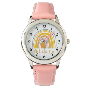 Boho Rainbow met gepersonaliseerde naam Whimsical Horloge