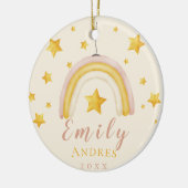 Boho Rainbow met Gold Stars Baby Eerste Kerstmis Keramisch Ornament (Links)