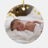 Boho Rainbow met Gold Stars Baby Eerste Kerstmis Keramisch Ornament (Achterkant)