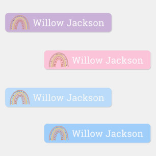 Boho Rainbow met Love Hearts Gepersonaliseerde Sch Labels