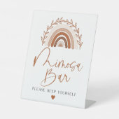 Boho Rainbow Mimosa Bar Sign, Terracotta Tones Reclamebord Met Voetstuk (Voorkant)