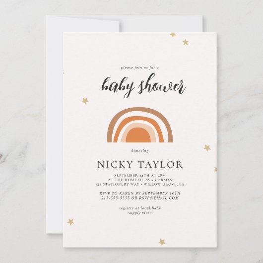 Boho Rainbow Minimalist Baby shower Kaart (Voorkant)