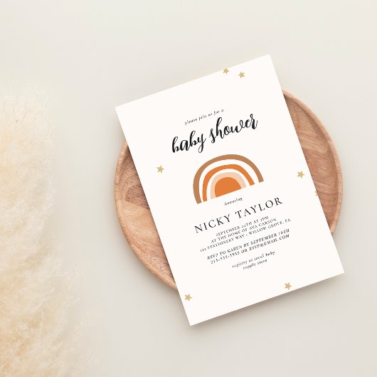 Boho Rainbow Minimalist Baby shower Kaart
