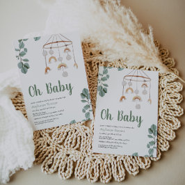 Boho Rainbow Mobile Baby shower Greenery Invitatio Kaart