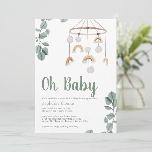 Boho Rainbow Mobile Baby shower van Mail Greenery Kaart (Staand voorkant)