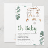 Boho Rainbow Mobile Baby shower van Mail Greenery Kaart (Voorkant / Achterkant)