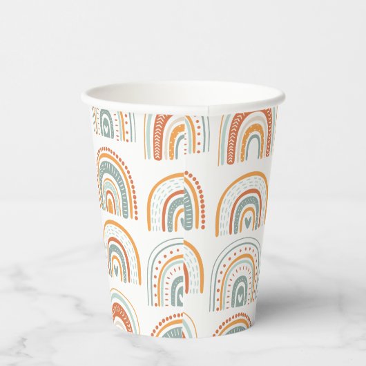 Boho Rainbow MR Onederful Birthday Party Papieren Bekers (Rechts)