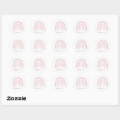 Boho Rainbow Muted Pinks Verjaardag Ronde Sticker (Vel)