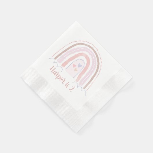 Boho Rainbow Muted Pinks Verjaardag Servet (Hoek)