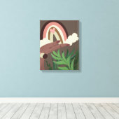 Boho Rainbow Natural Plant Lovers Canvas Print (Insitu (Houten vloer))