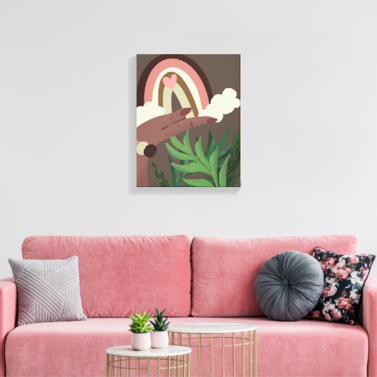 Boho Rainbow Natural Plant Lovers Canvas Print (Insitu (Woonkamer))