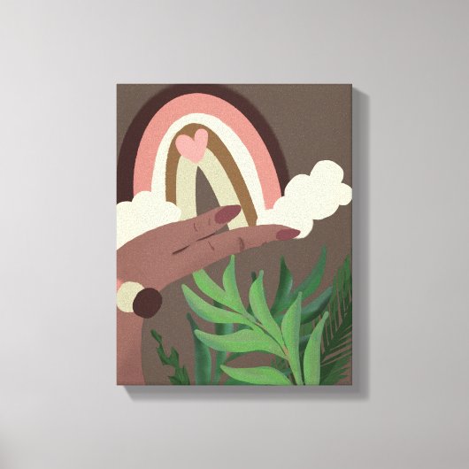 Boho Rainbow Natural Plant Lovers Canvas Print (Voorkant)