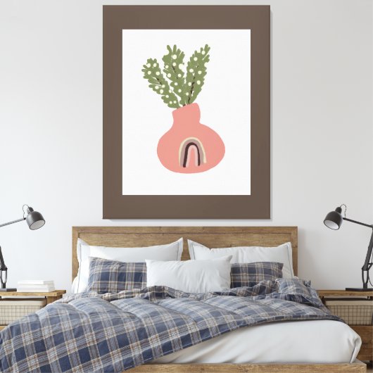 Boho Rainbow Natural Terracotta Pot Plant Lovers Canvas Afdruk (Insitu (Slaapkamer))